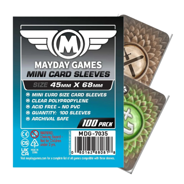 Micas Mayday Games – Mini Euro Card Sleeves (45 x 68 mm) – 100 piezas