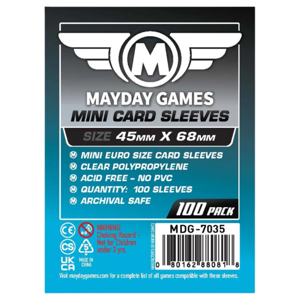 Micas Mayday Games – Mini Euro Card Sleeves (45 x 68 mm) – 100 piezas