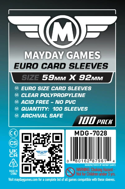 Micas Mayday Games – Euro Card Sleeves (59 x 92 mm) – 100 piezas