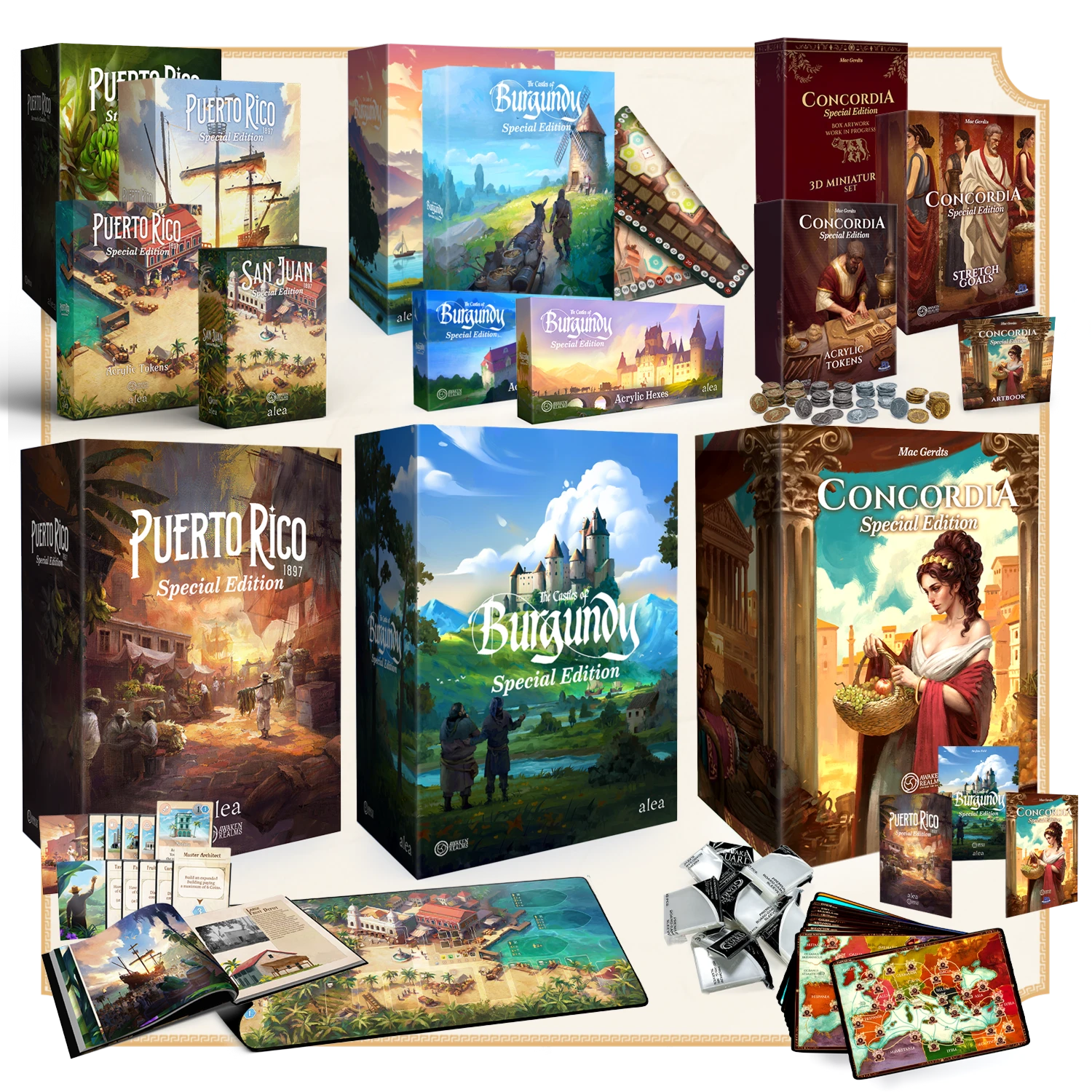 Special Editions Collector's Set: Concordia + Puerto Rico + The Castles of Burgundy (Castillos de Borgoña) (Preventa Español)