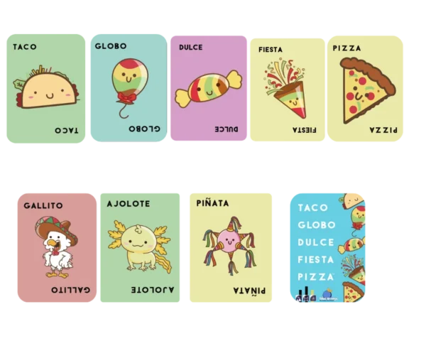 TACO, GLOBO, DULCE, FIESTA, PIZZA 2 Taco, Globo, Dulce, Fiesta, Pizza